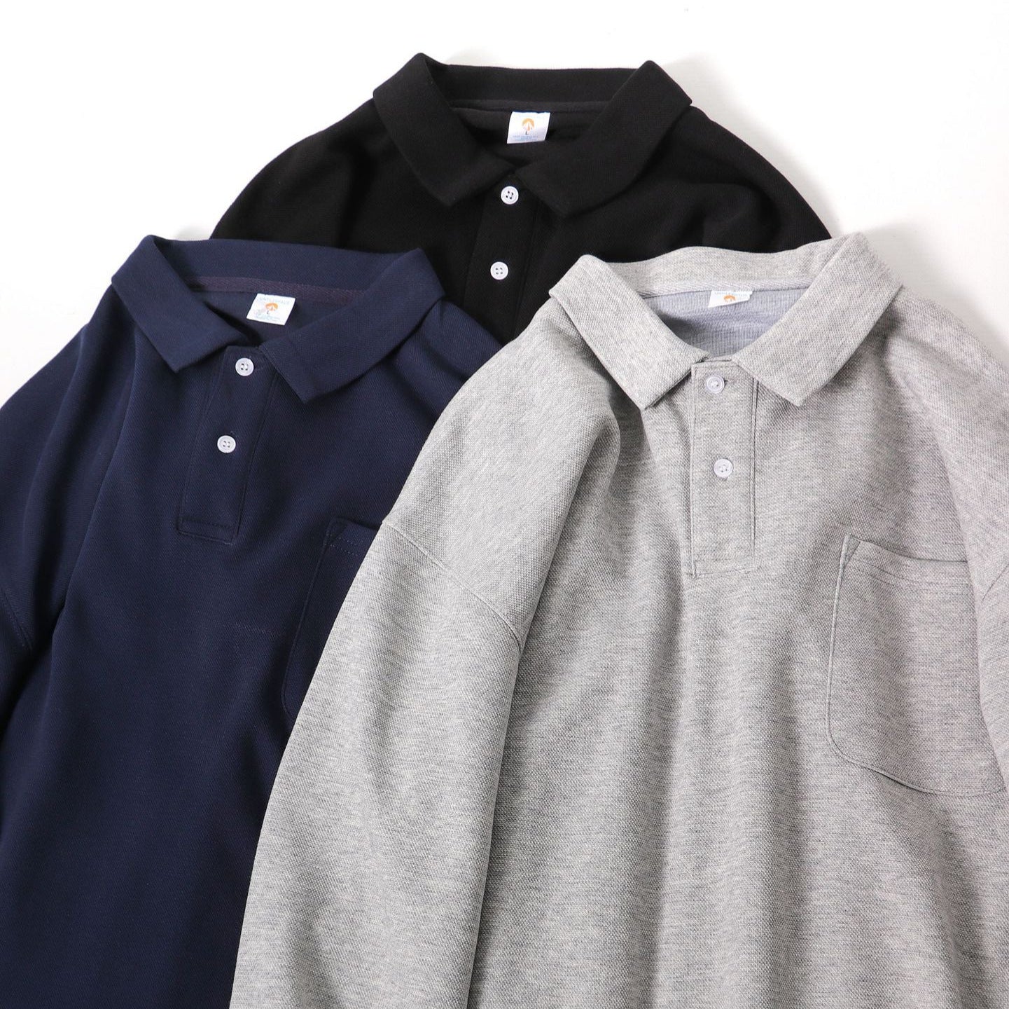 New Autumn Drop Shoulder Polo Shirt Long Sleeve American Trendy Loose Lapels Pocket T-shirt