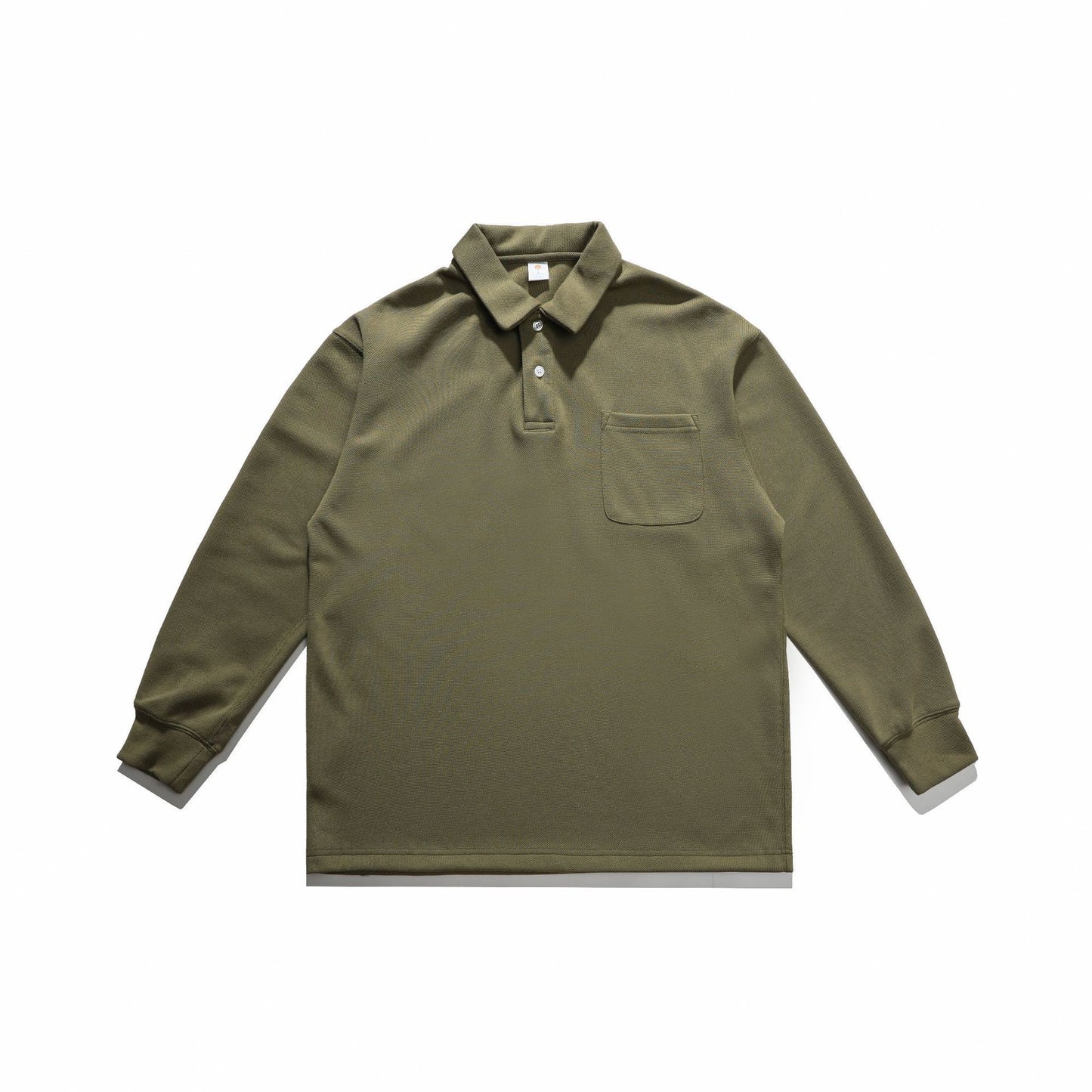 New Autumn Drop Shoulder Polo Shirt Long Sleeve American Trendy Loose Lapels Pocket T-shirt
