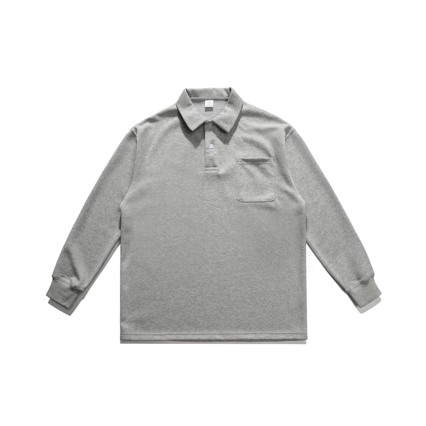 New Autumn Drop Shoulder Polo Shirt Long Sleeve American Trendy Loose Lapels Pocket T-shirt
